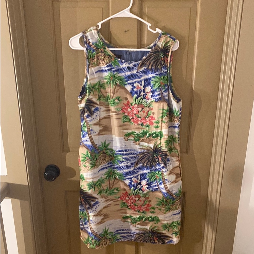 Tropical Print Sleeveless Dress by Talbots 14 P Petite cotton